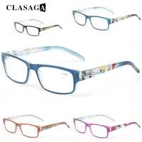 clasgag 5 pack reading glasses 2022 new men and women with printing mirror legs rectangular frame hd reader diopter eyeglasses
