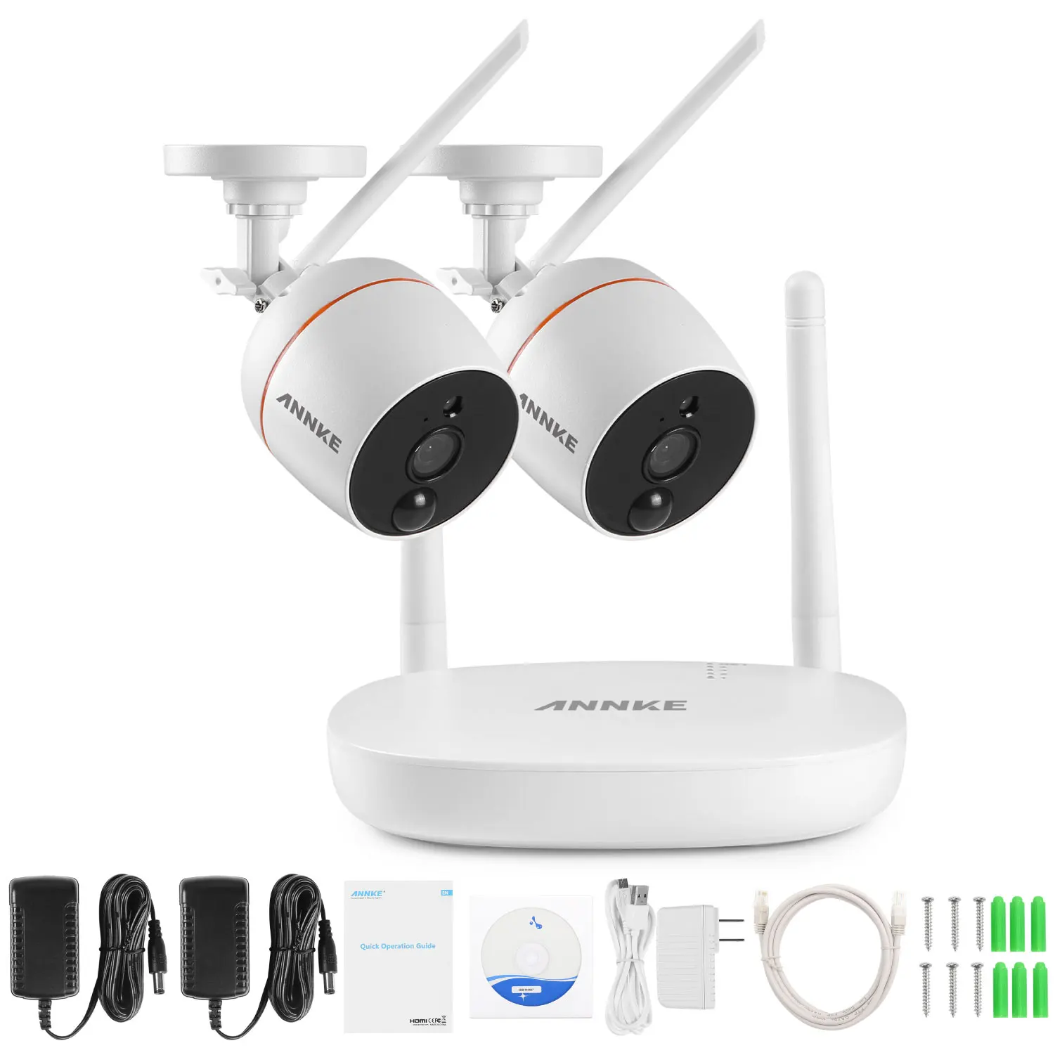 ANNKE RU 4CH 1080P Беспроводная система видеонаблюдения WiFi мини NVR комплект видеонаблюдения 2X 4X IP Камера PIR SD карта Запись - Цвет: 2PCS cameras