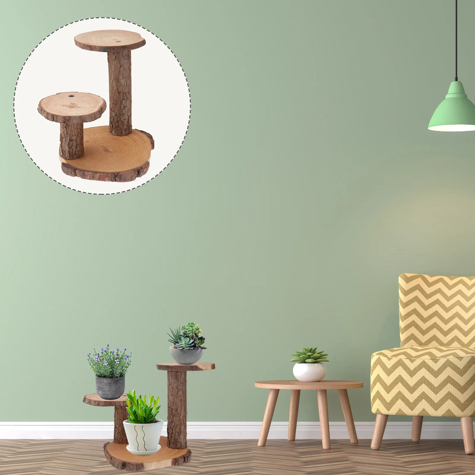 

1pc Wood Flowerpot Rack Desktop Planter Display Stand Indoor Plant Pot Shelf