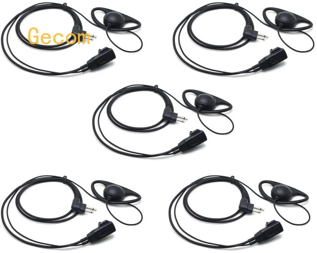 D Shape Earhook 2 Way Radio Earpiece/Headset with Mic for 2pin Motorola Radio BPR40 CP200D CP200XLS CP110 CP185 DTR650 5Pack