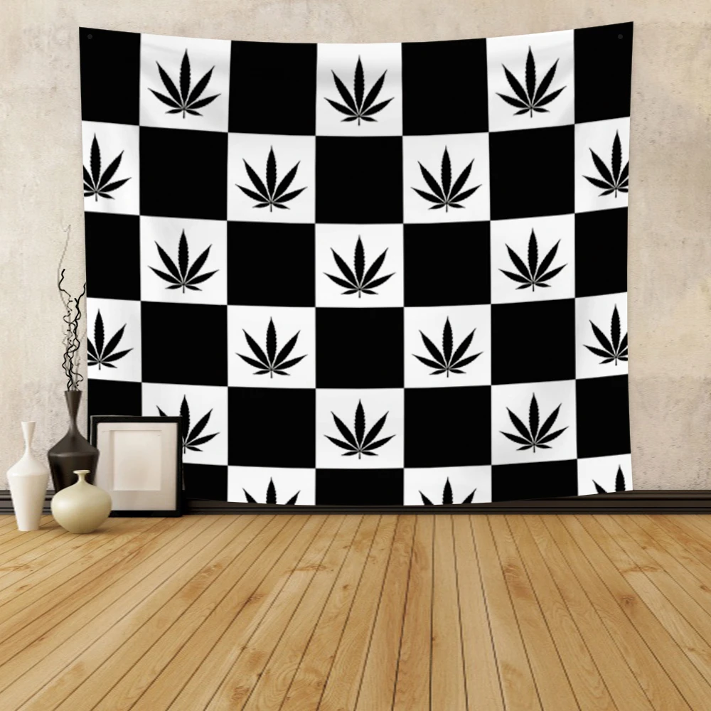 

Laeacco Black And White Grid Pattern Tapestry Wall Hanging Beach Mat Cloth Carpet For Home Deco Living Room Bedroom Large Size