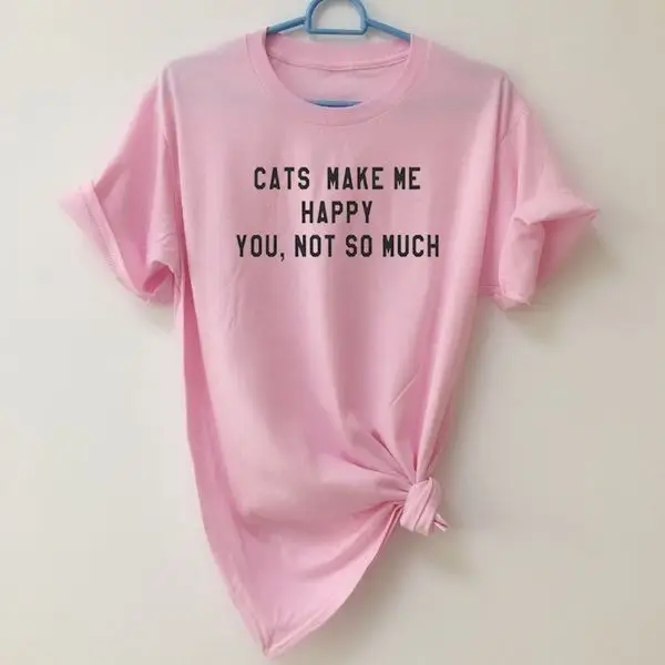 Футболка женская с надписью make me happy хлопковая Повседневная смешная рубашка для