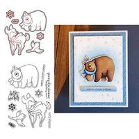 winter memories bear deer 2021 new transparent stamps and dies for diy scrapbooking paper cards making crafts clear stamps