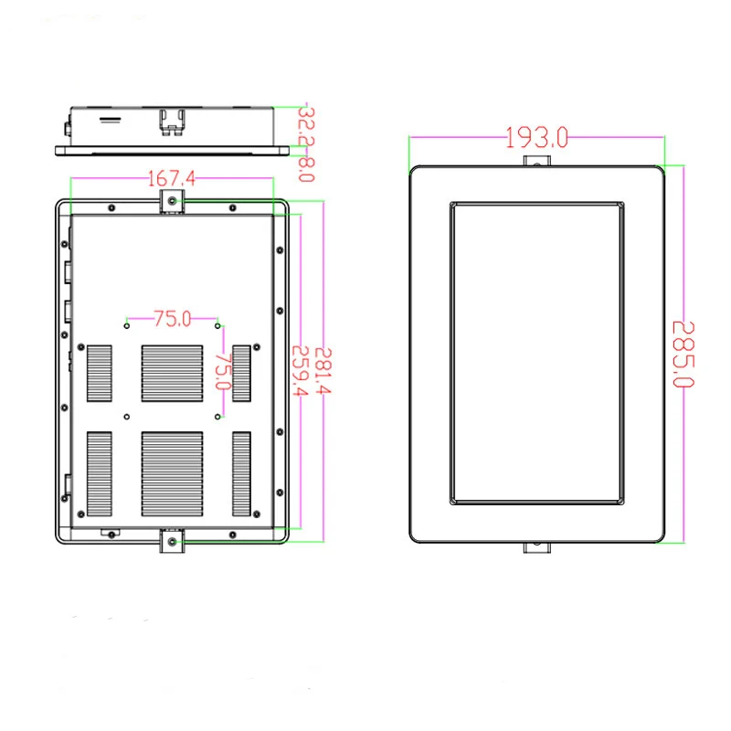 Безвентиляторный дизайн настенное крепление 10 1 дюймов 2 * com и lan все в одном