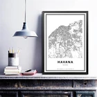 Черно-белая карта Гавана, холст, принты, карта Гавана, Кубы, Современная Настенная живопись, Гавана, подарок, постер для путешествий, декор для домашней комнаты