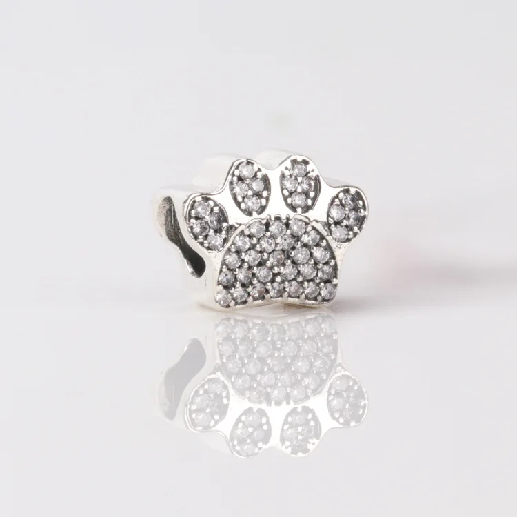 

Bewill Genuine 925 sterling silver Diamond-encrusted palm print charms fit original bracelet DIY Jewelry