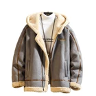 Мужская одежда, зимняя куртка, мужское зимнее пальто с капюшоном, теплые мотоциклетные Мужские Флисовые Куртки из искусственной кожи, теплое пальто из оленьей кожи