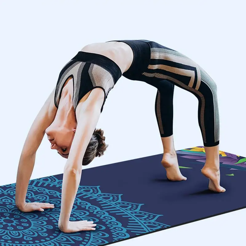 

Skidproof Yoga Exercise Mat For Fitness Suede Natural Rubber Exquisite Color Printing Pad Home Travel Sports Cushion