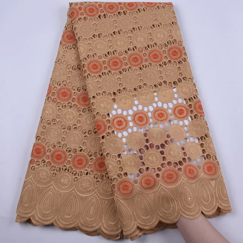 Черная африканская сухая кружевная ткань из 100% хлопка 2020 Высококачественная