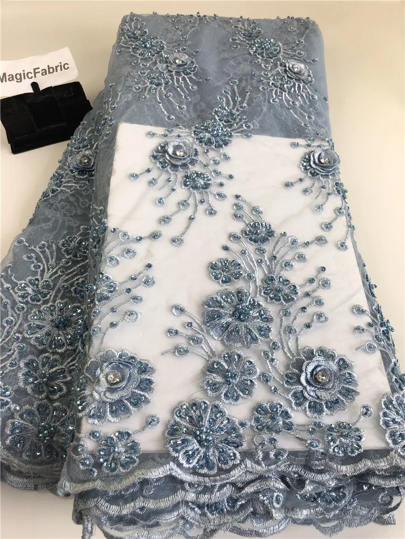 Лучшее качество африканская кисточка бисер французская кружевная ткань с