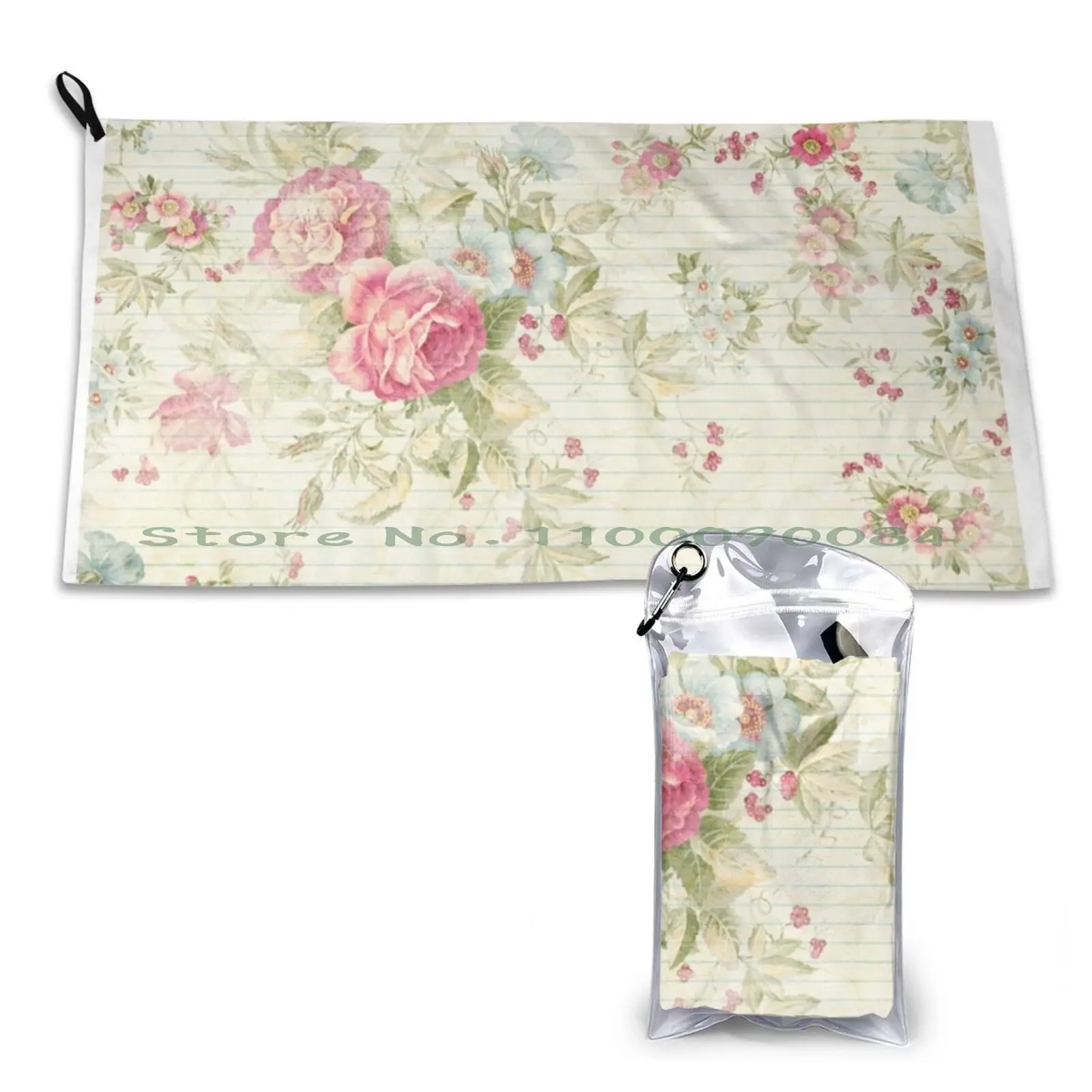 Gym Sports Bath Portable Grunge Stylish Girly Pink Floral Pattern Trendy