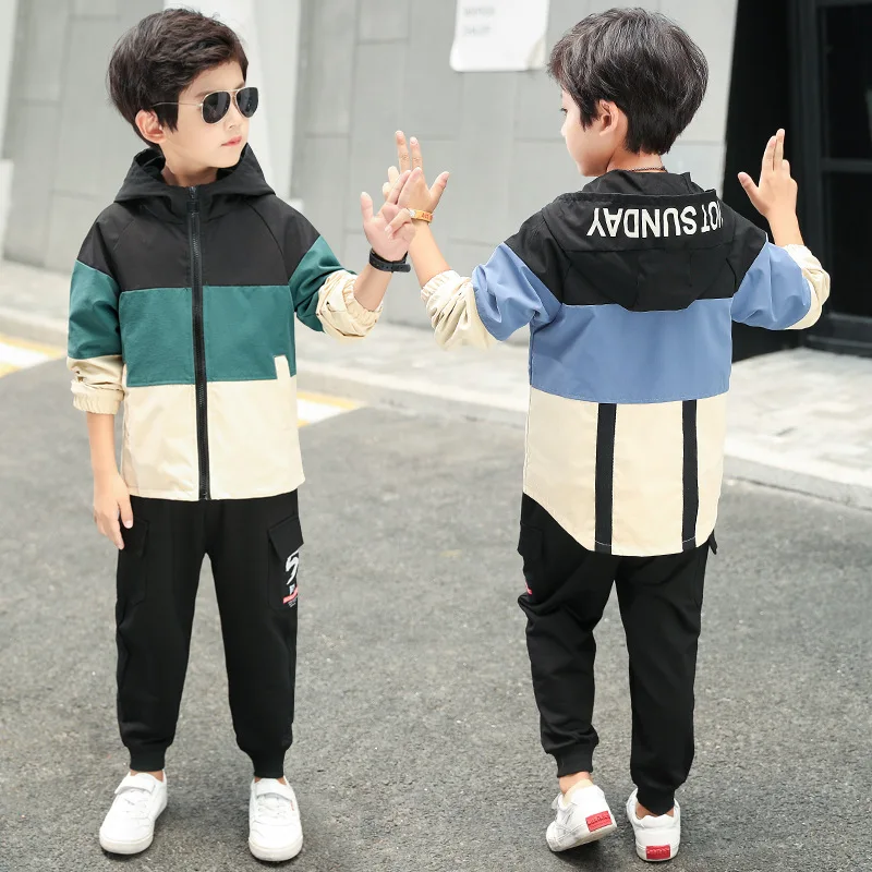 Одежда для мальчиков Новинка Детский костюм с длинным рукавом подходящие цвета