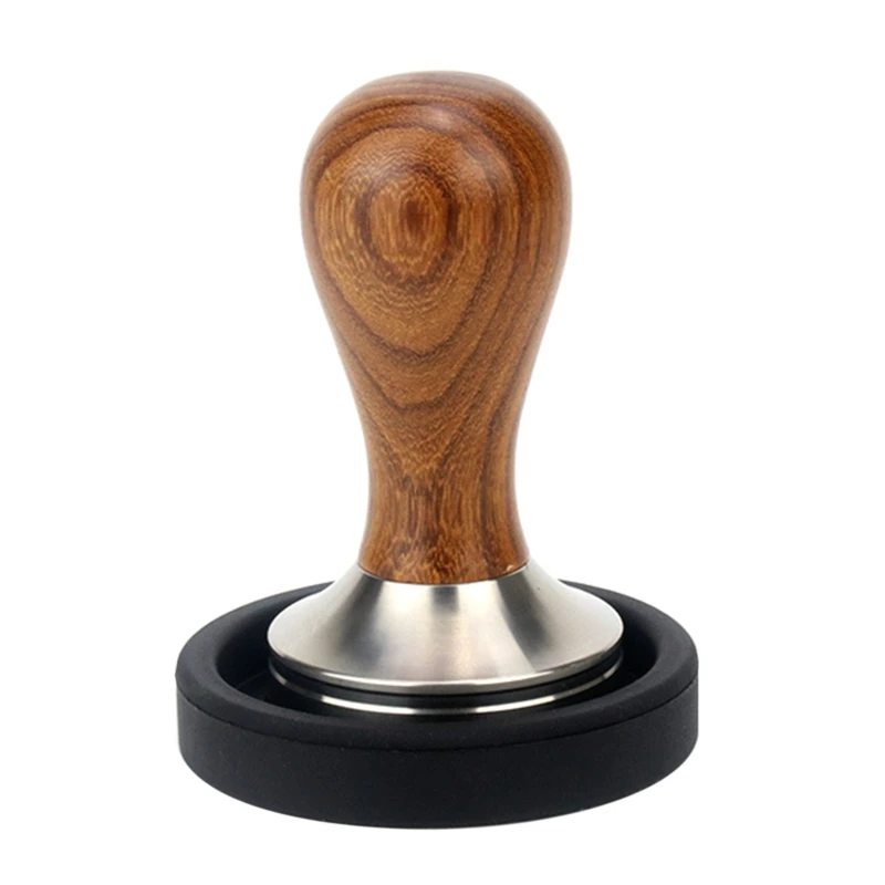 

Barista Espresso Tamper Wood Handle Stainless Steel Flat Coffee Stamp with Mat