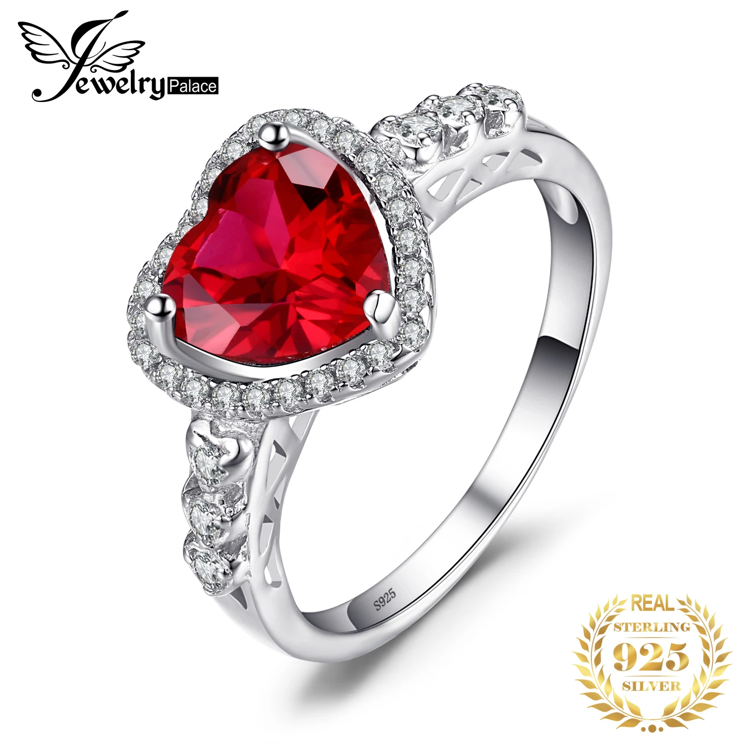 Женское Обручальное Кольцо JewPalace Heart Of Ocean 925 пробы Серебряное кольцо с рубином