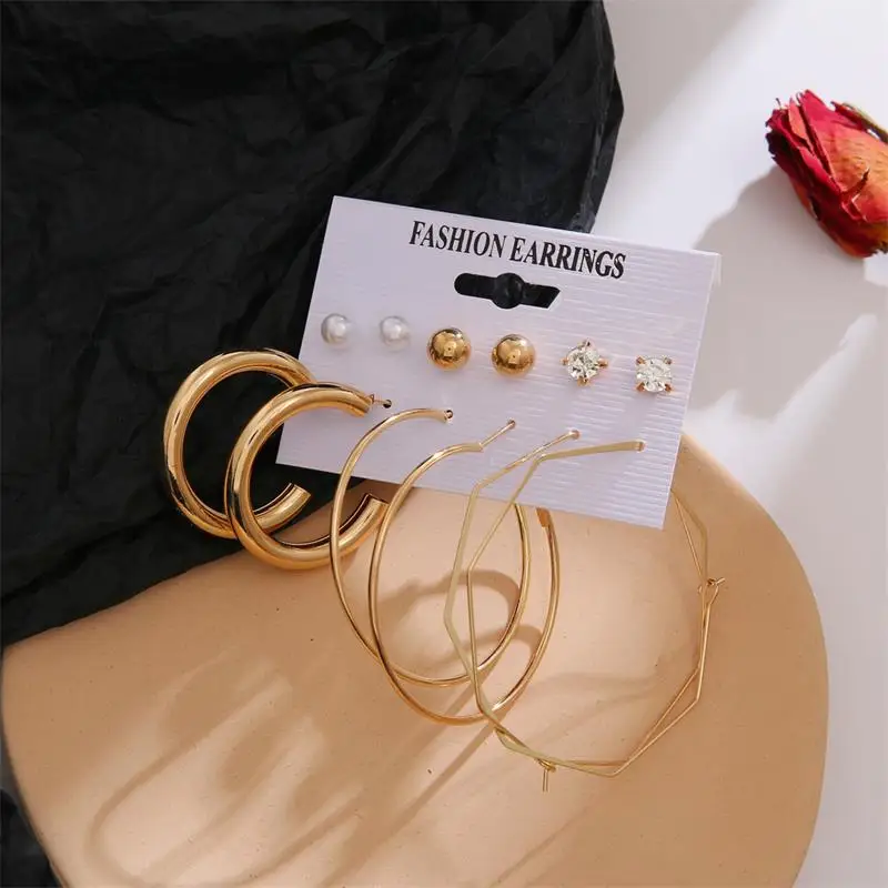 Большие металлические серьги кольца FNIO модные в стиле хип хоп золотого и