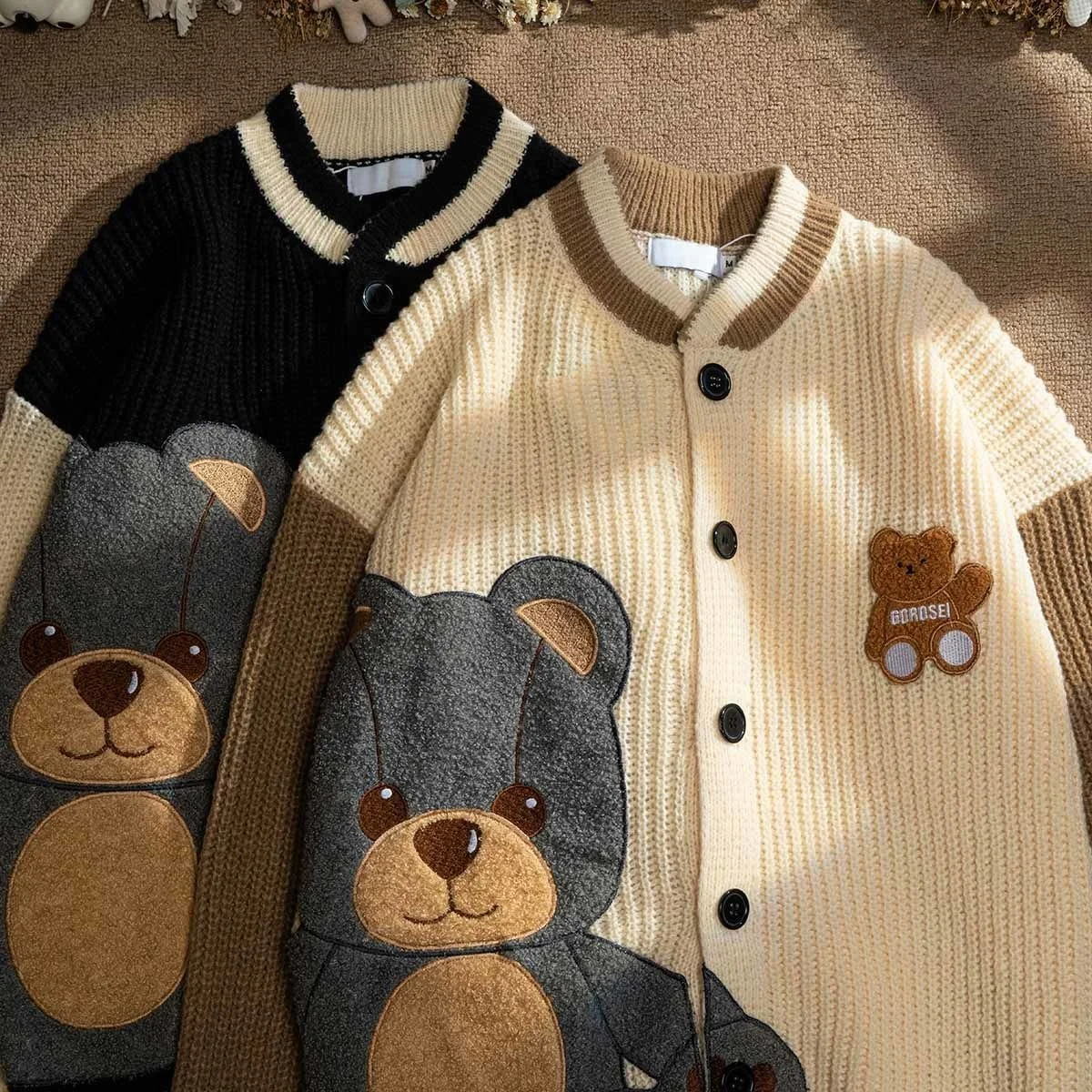 

Kawaii одежда пуловер с рисунком медведя из мультфильма вязаный свитер Harajuku свободный женский японский уличная мода топы для женщин Unif кардиг...
