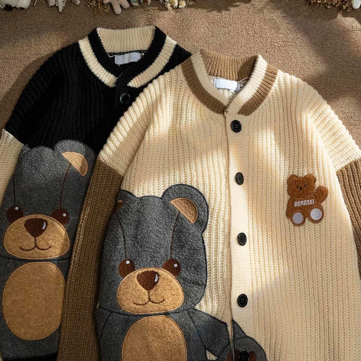 Kawaii одежда пуловер с рисунком медведя из мультфильма вязаный свитер Harajuku