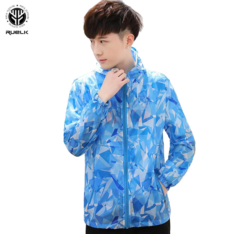 RUELK Summer Couple Ultra-Thin Quick-Drying Sun Protection Clothing Men's Long-Sleeved Jacket Outdoor Sports Skin S-3XL | Мужская