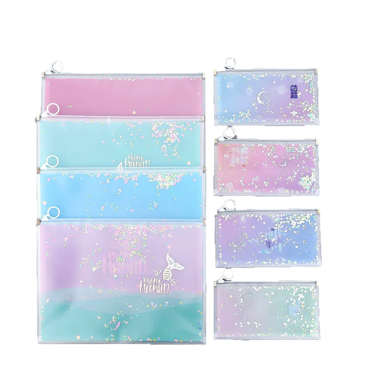 New quicksand sequins A4 file bag pp folder custom zipper B6 storage bill Pencil case pvc document files | Канцтовары для офиса и