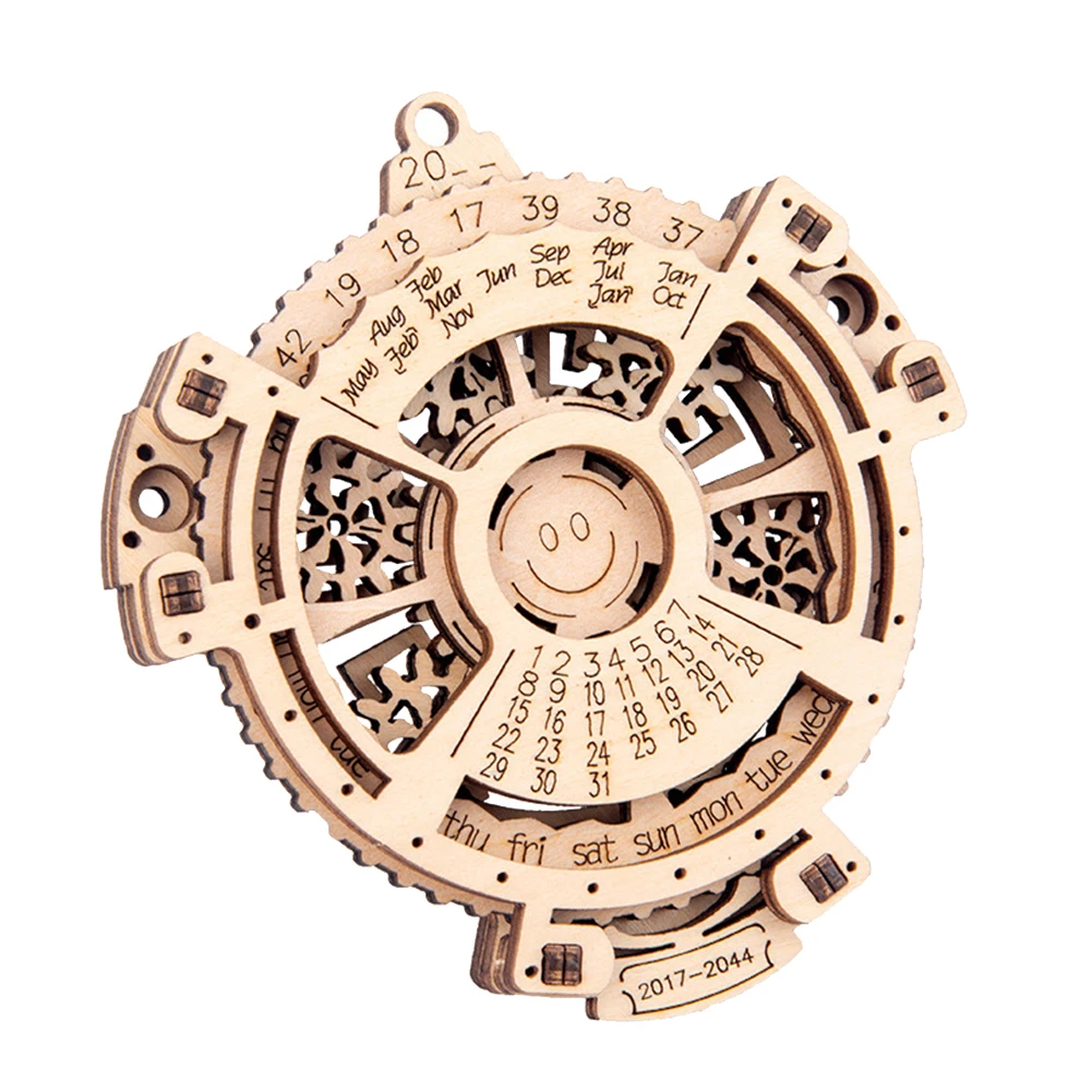 

Retro Unique Perpetual Calendar Mechanical Transmission Carving Educational Scheduler 3D Puzzle Intelligent Kid Toy Decoration