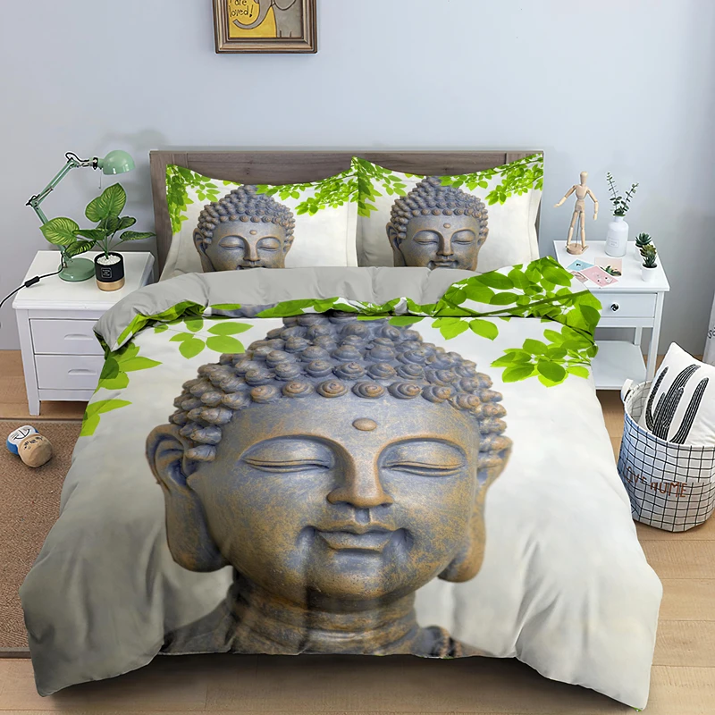 Король Queen Постельное белье индийский Улыбка Будды пододеяльник петь двойной