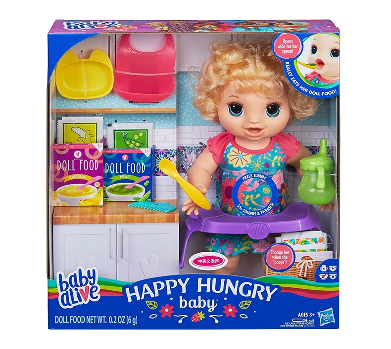 Hasbro детская живая Happy Голодные волосы цвета блонд для наращивания реалистичные Reborn Baby Doll Lovely Girl Детская обучающая раннее детская игрушка кукла