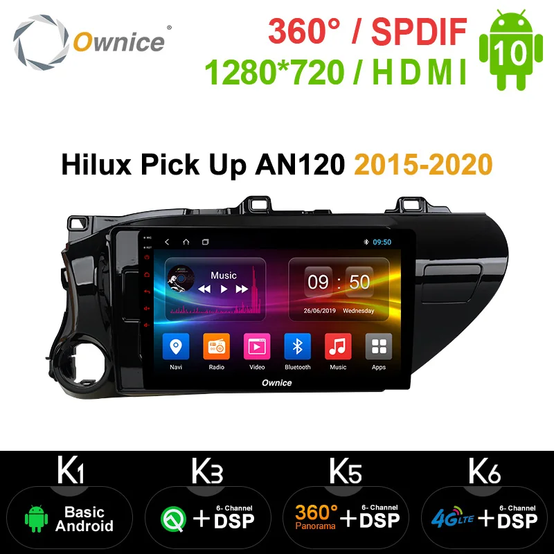 Ownice автомобильный Android 10 0 GPS навигатор для Toyota Hilux Pick Up AN120 2015 2020 k3 k5 k6 4g LET DSP 360