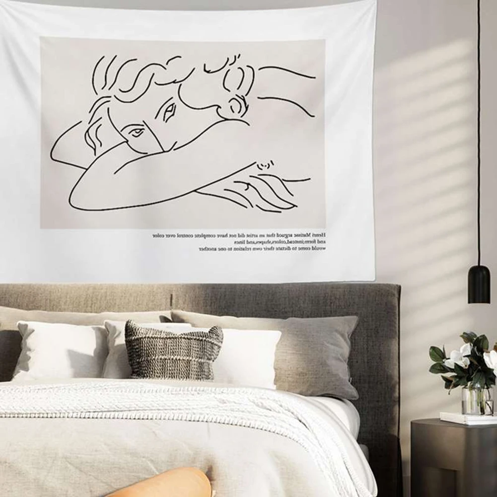 

Modern minimalist abstract line characters ins style cloth home dormitory living room sofa bedside painting background cloth CSV