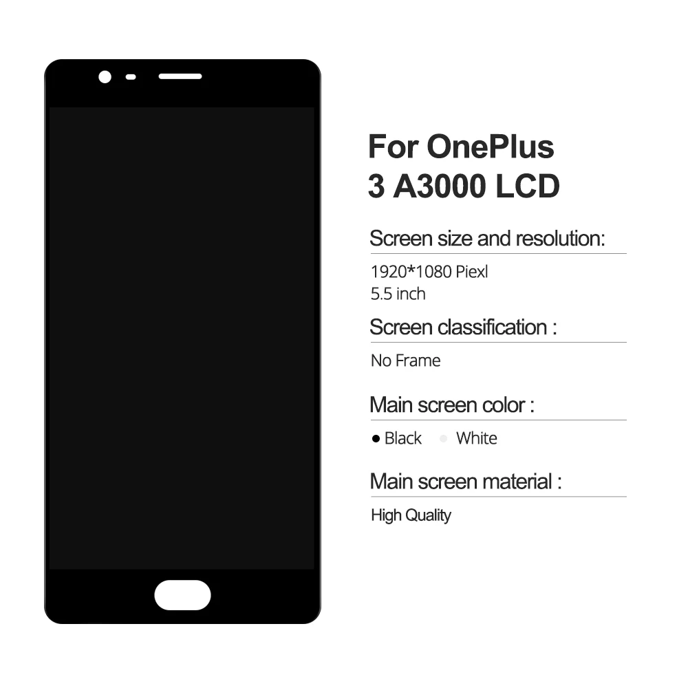 Для 5," FHD Oneplus 3 A3000 A3003 ЖК-дисплей с сенсорным экраном дигитайзер+ рамка в сборе Европейская версия для Oneplus 3 ЖК-экран