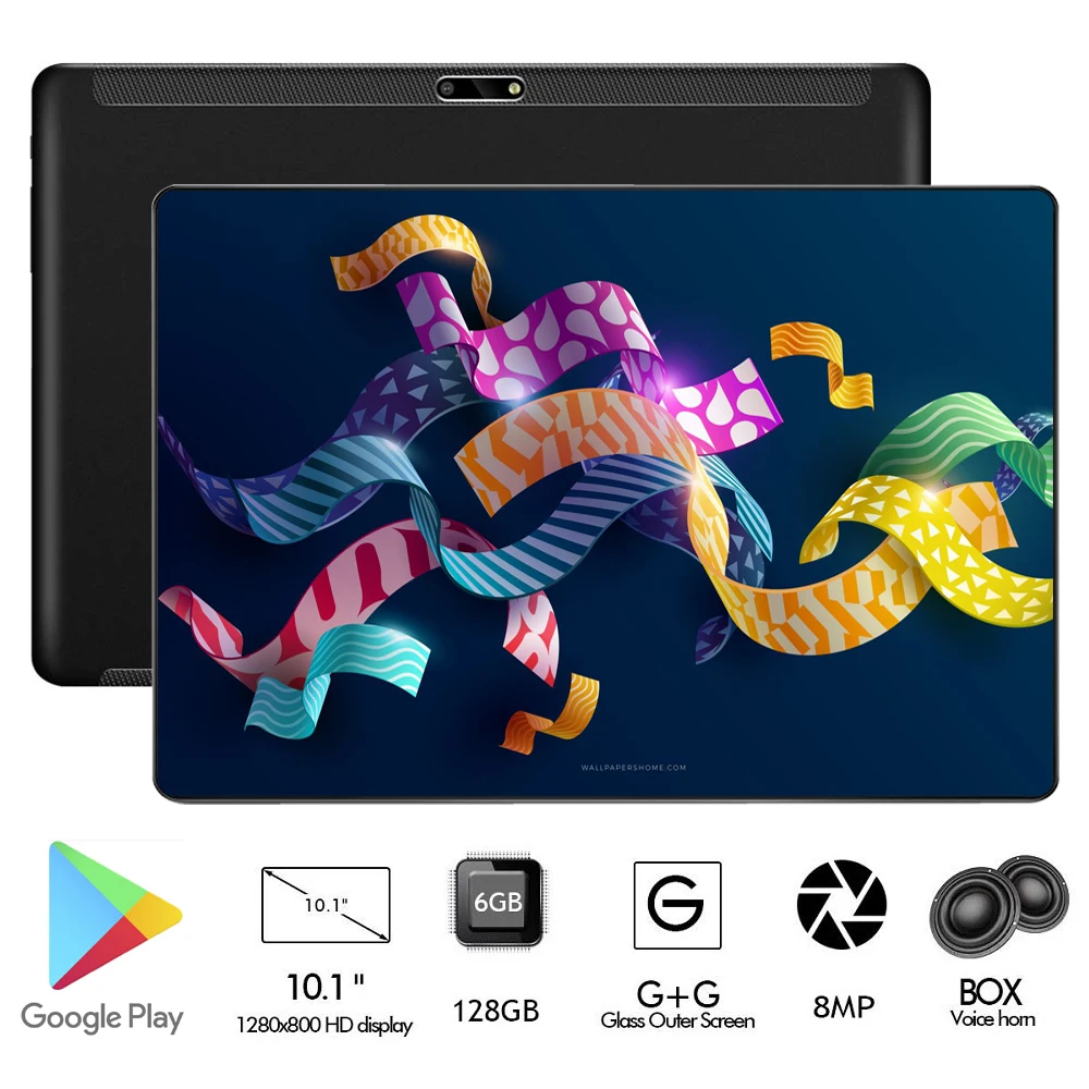 perkbox 2.5D стекло 10 дюймов планшет Android 9,0 Восьмиядерный 6 ГБ ОЗУ 128 Гб ПЗУ 8 ядер 1280x800 ips экран планшеты 10,1