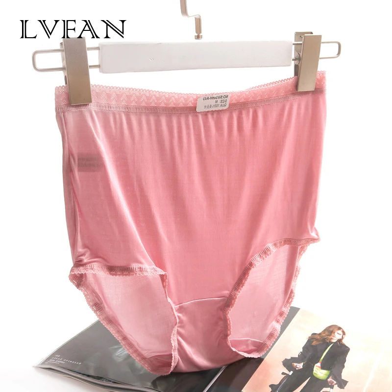 LVFAN пикантные Высокая Талия размера плюс штаны с кружевом никаких следов шелк