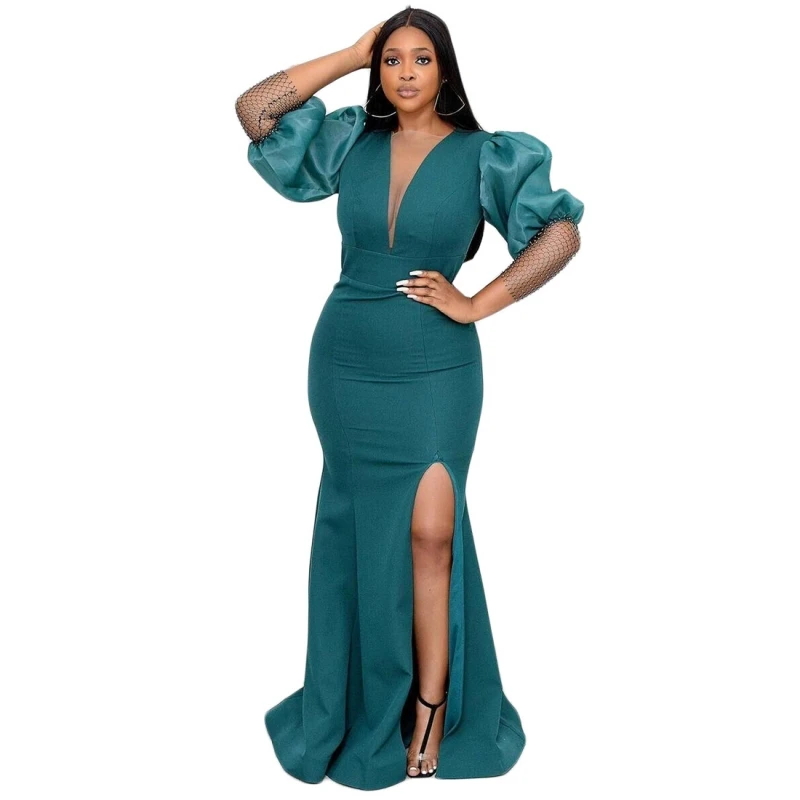 

African Dresses For Women Autumn New Africa Clothes Dashiki Ankara Split Maxi Dresses Bazin Traditional Robe Africa Long Dress