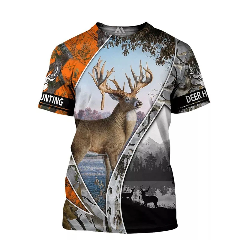 

2021 Summer New 3D Camouflage Animal Color Moose Pattern T-shirt Men's Shirt Street Harajuku Top Fashion Oversized Shirt
