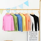 Футболка для девочек с длинными рукавами, топы для мальчиков и девочек с высоким воротником на весну и осень