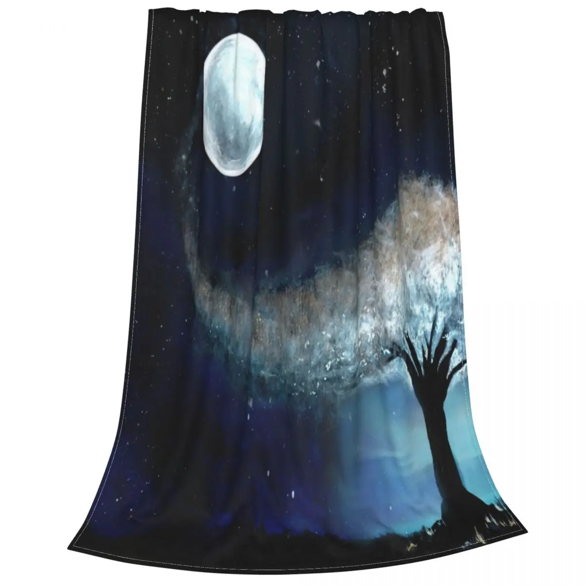 

Mantas de felpa de Coral con estampado de estrellas, ropa de cama suave multifunción, para viajes, cielo estrellado y árbol