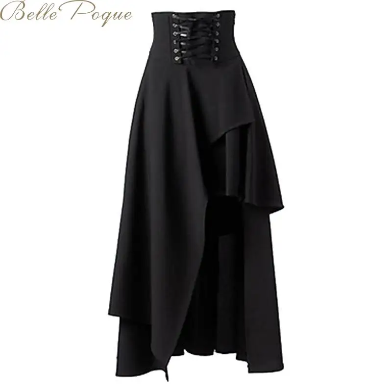 Belle Poque стимпанк необычные женские юбки высокая талия одноцветная юбка женская