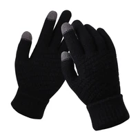 touch screen gloves womens winter knitted plush jacquard thickened non slip cashmere warm winter gloves for women