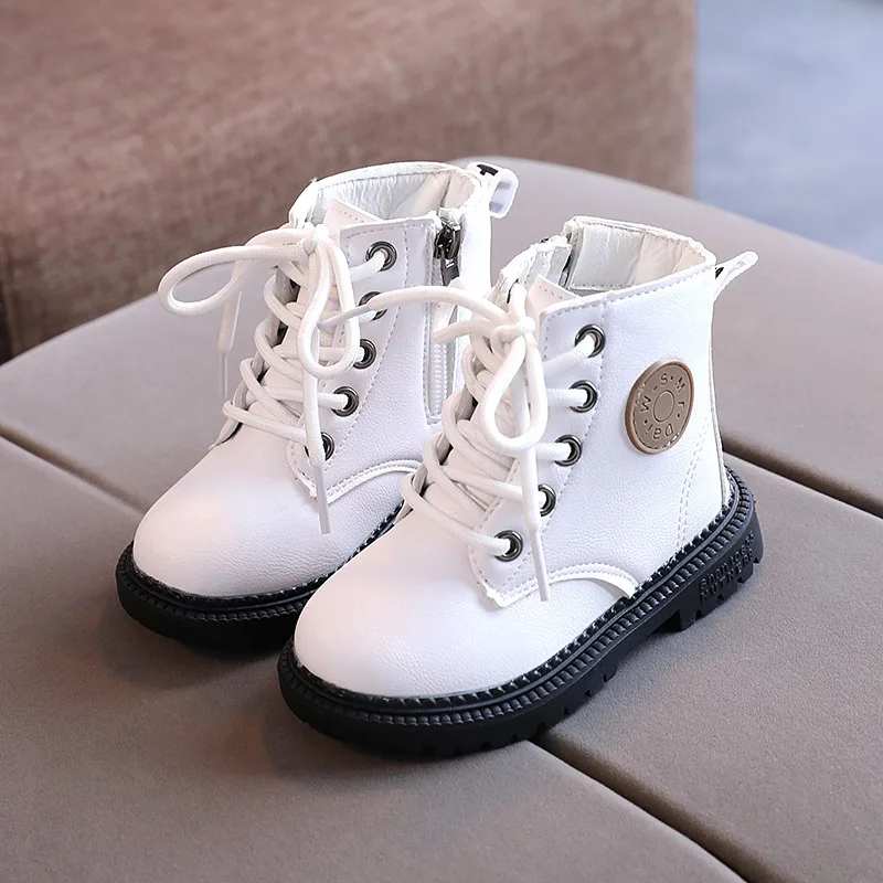 

2021 Autumn and Winter New Childrens Shoes Girls Boots Boys Shoes Leather Ankle Boots British Fashion Children Leisure Boots