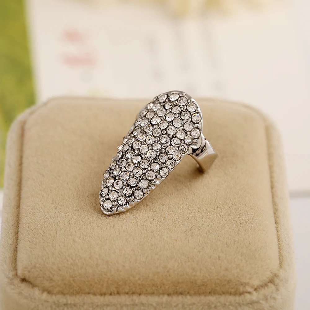 Женские кольца для ногтей модные роскошные стразы черного и белого цвета с