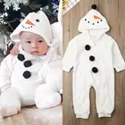 Рождественский костюм для маленького мальчика костюм снеговика для девочки флисовые толстовки с капюшоном и комбинезон для малышей Зимняя Теплая Одежда для новорожденных детей От 0 до 3 лет