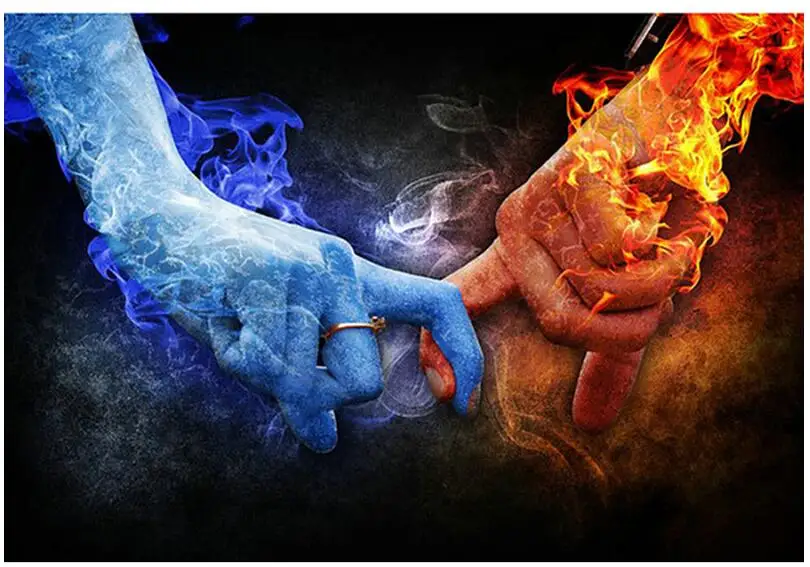 Картина из страз fire hands полная круглая Свадебная мозаика искусство картина