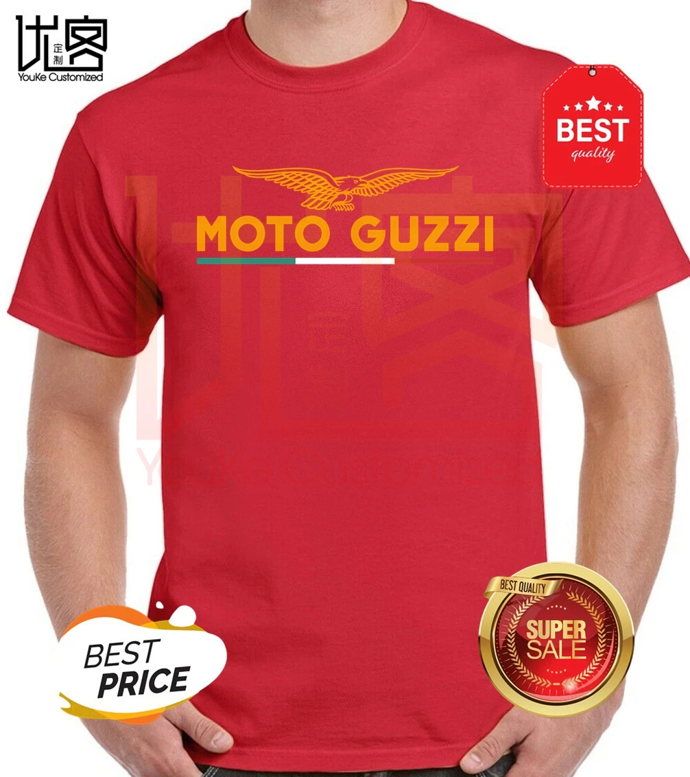 Футболка moto guzzi с логотипом Орла для мужчин и женщин летняя коллекция 100%