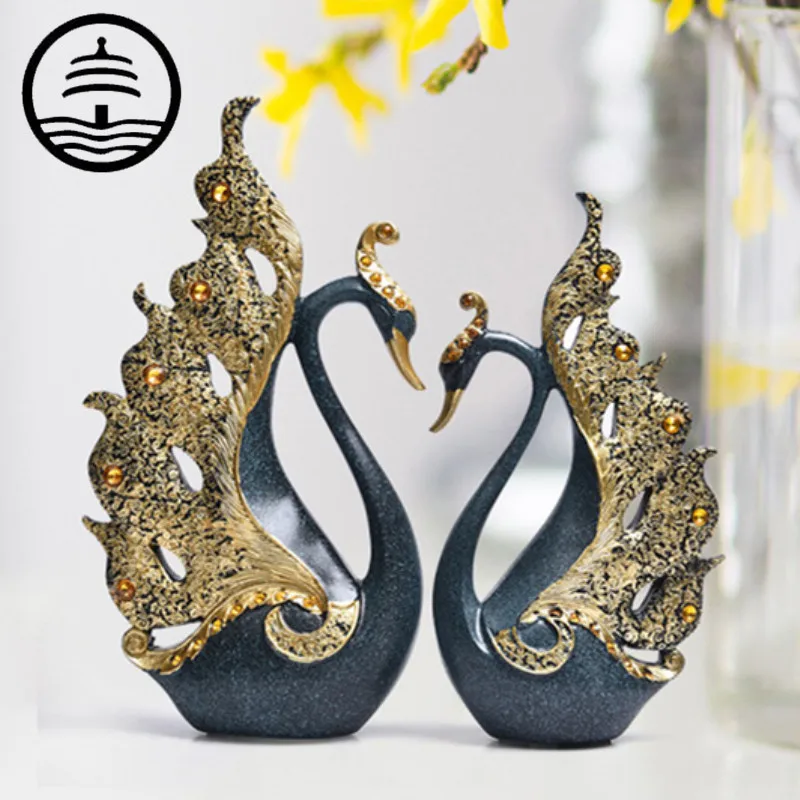 

Bao Guang Ta Home Decor A Couple of Swan Statue Home Decor Sculpture Modern Art Ornaments Wedding Gifts for Friends Lovers A2312