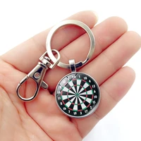 wg 1pc retro darts target time gemstone keychain keyring cabochon glass ball keychain for mens car key ring key chain jewelry