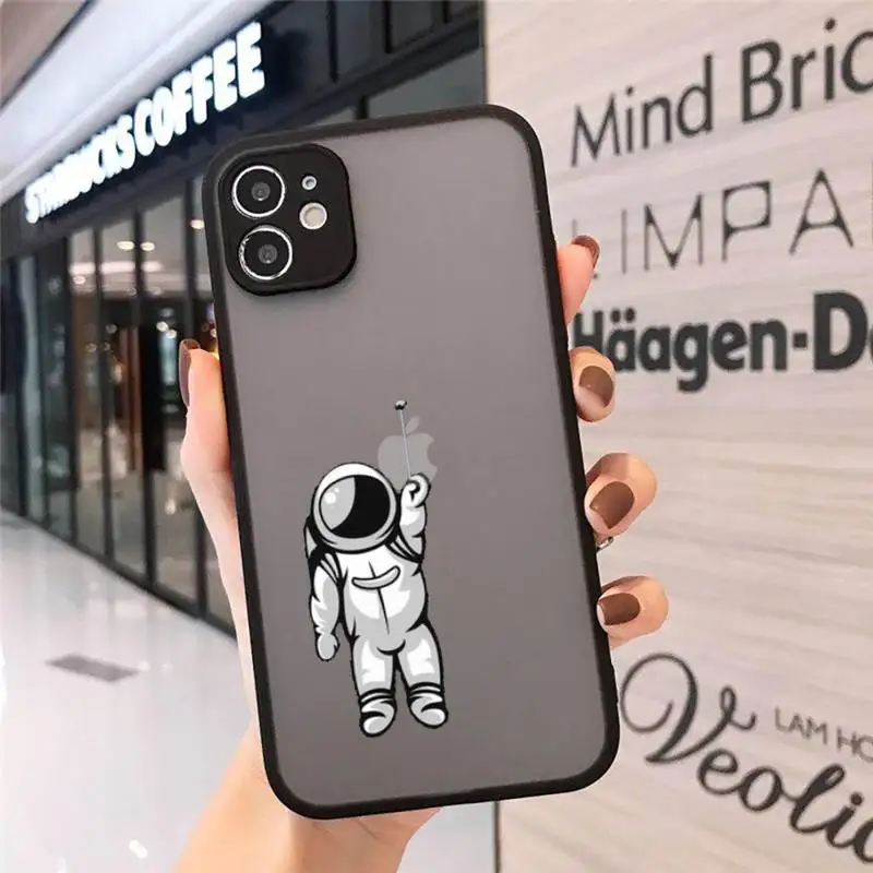

astronaut Art moon space Phone Cases Matte Transparent for iPhone 7 8 11 12 s mini pro X XS XR MAX Plus cover funda