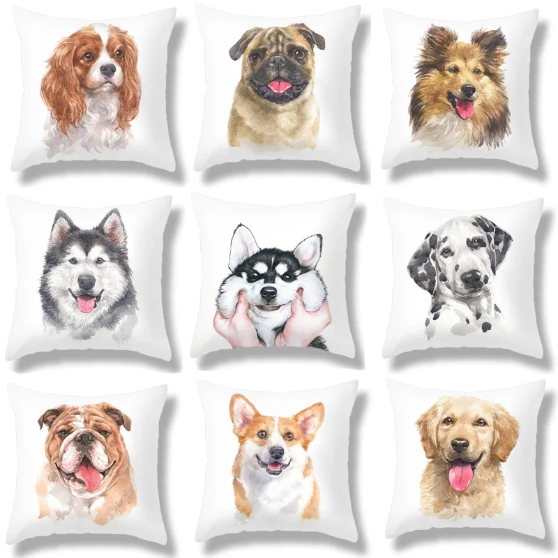 

Dog Pillow Cases Animal Pillowcases Cute Puppy 45*45 cm for Children Kids Soft Plush Cushion Covers