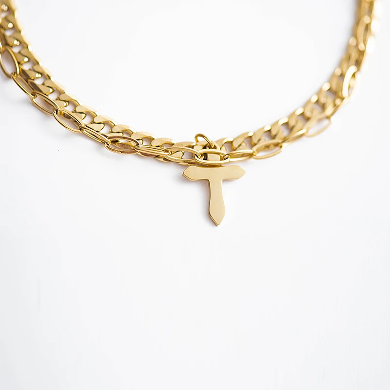 Wild &amp Free нержавеющая сталь золотые слоистые кубинской крест браслет из бисера с