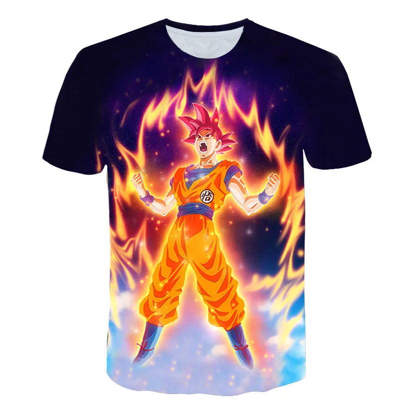 

New Goku Theme Tops Fashion Cartoon Anime Cool Children T-shirt Kids Girls 3D T shirt Boys Street Summer Clothing Teenagers Tees