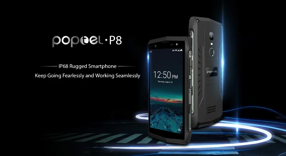Poptel P8 5," IP68 водонепроницаемый смартфон Android 8,1 четырехъядерный мобильный телефон 2 Гб+ 16 Гб лицевая NFC 4G LTE мобильный телефон экономичный
