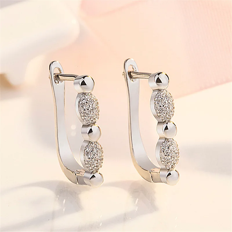 

MEYRROYU 925 Sterling Silver Fashion Exquisite Temperament Zircon Crystal Splicing Earrings Bohemian Ladies Couple Jewelry